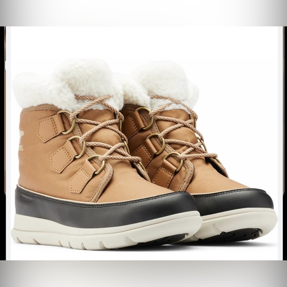 Like New! Sorel Explorer Carnival Waterproof Boot Elk/Dark Stone